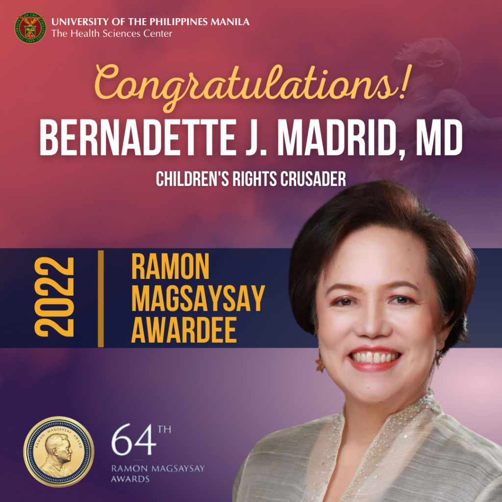 Dr. Madrid Bestowed The Ramon Magsaysay Award – UP Alumni Website