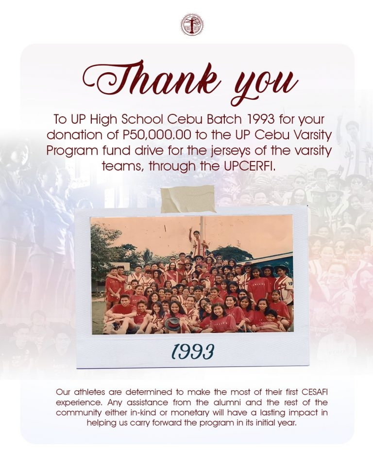 UP High School Cebu Batch 1993 donates P50,000 to the UP Cebu Varsity ...