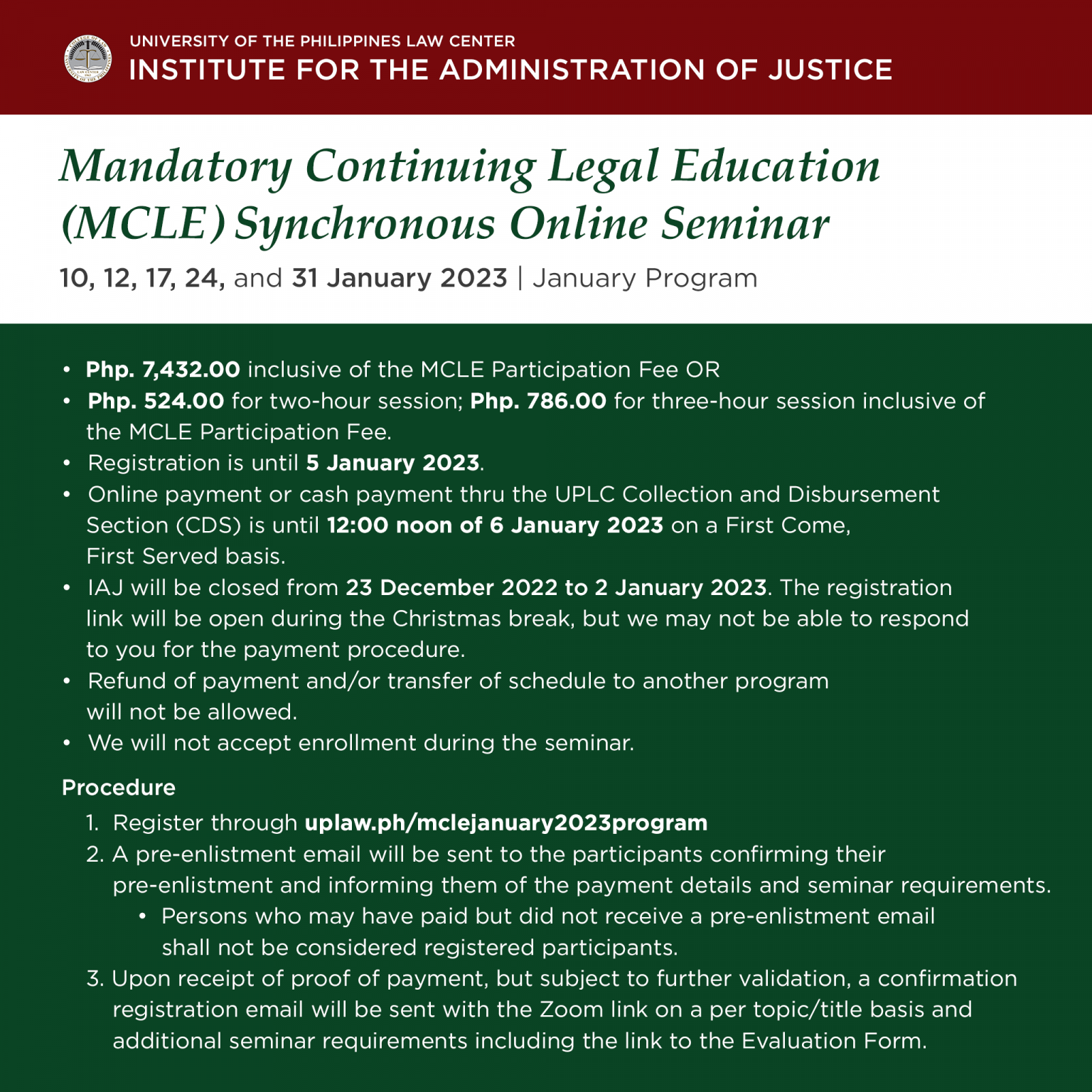 UP College of Law Synchronous MCLE Online Seminar UP Alumni Website